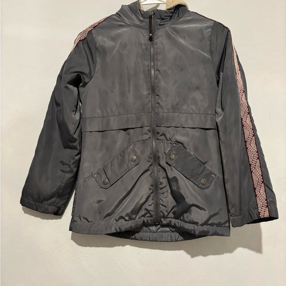 Jessica Simpson Gray Puffer Jacket with Pink Trim